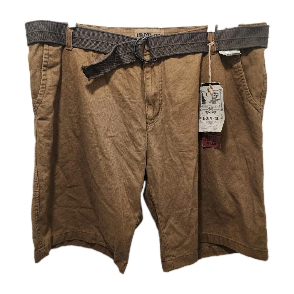 NWT Iron Co Flat Front Chino Shorts In Whisky Color Cotton Sz 42